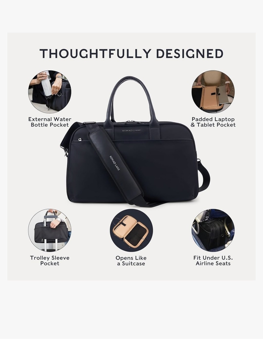 Nomad Lane Bento Bag Black Travel Weekend Bag - Picture 2 of 10